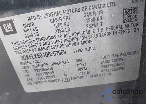 2013 GMC Terrain Slt-2 из США, поврежденный, VIN 2GKFLXE34D6357969